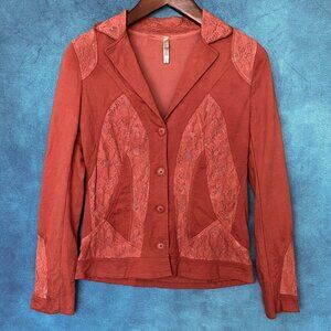 Mororeno Rust Red Cotton & Lace Jacket, Small